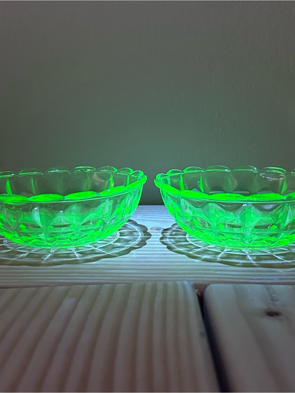 Vintage Uranium Glass Bowls (Pair)